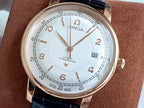 VARELLO Classic Men's Gold-Tone Manual-Winding Leather Strap Watch