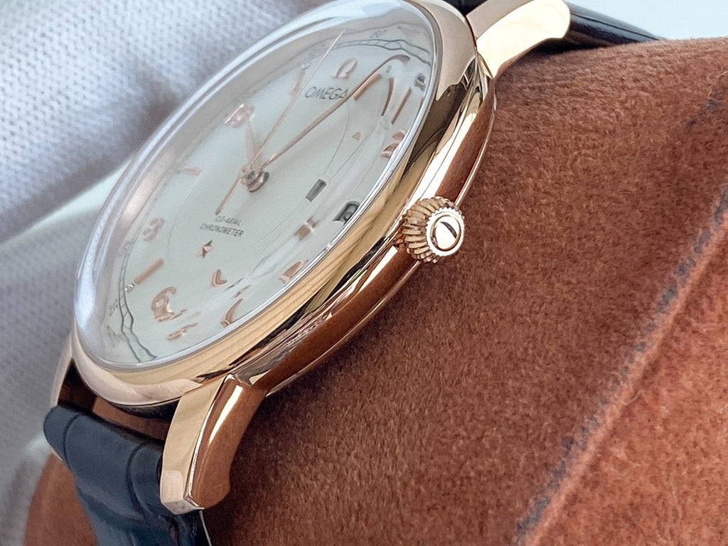 VARELLO Classic Men's Gold-Tone Manual-Winding Leather Strap Watch