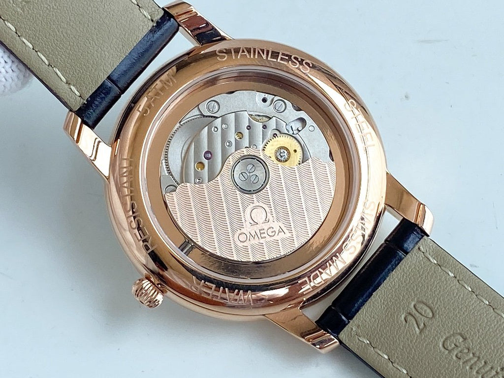 VARELLO Classic Men's Gold-Tone Manual-Winding Leather Strap Watch