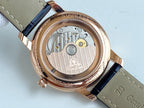VARELLO Classic Men's Gold-Tone Manual-Winding Leather Strap Watch