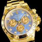 CLASSIC CUSTOM GOLD-TONE CASE BLUE MOP DIAL CHRONOGRAPH WATCH