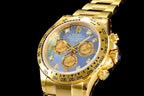 CLASSIC CUSTOM GOLD-TONE CASE BLUE MOP DIAL CHRONOGRAPH WATCH