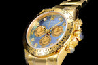 CLASSIC CUSTOM GOLD-TONE CASE BLUE MOP DIAL CHRONOGRAPH WATCH