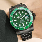 CLASSIC 40MM CUSTOM ALL-BLACK GREEN BEZEL DIVE WATCH