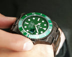 CLASSIC 40MM CUSTOM ALL-BLACK GREEN BEZEL DIVE WATCH