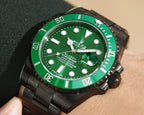 CLASSIC 40MM CUSTOM ALL-BLACK GREEN BEZEL DIVE WATCH