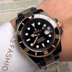 CLASSIC 40MM CUSTOM GOLD-TONE CASE BLACK DIAL HAND-ENGRAVED WATCH
