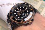 CLASSIC 40MM CUSTOM GOLD-TONE CASE BLACK DIAL HAND-ENGRAVED WATCH