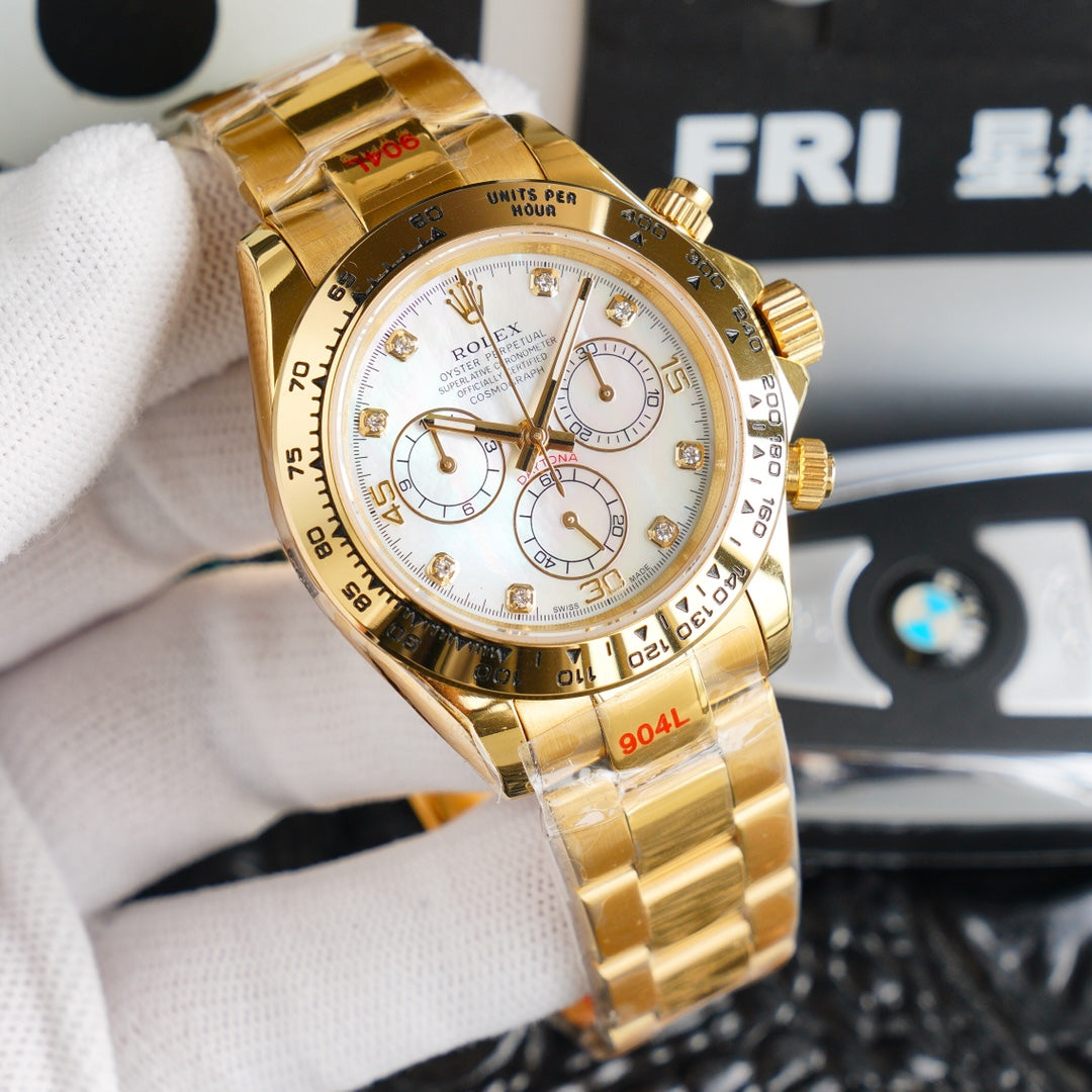 CLASSIC 40MM GOLD-TONE CASE DIAMOND NUMERAL WATCH