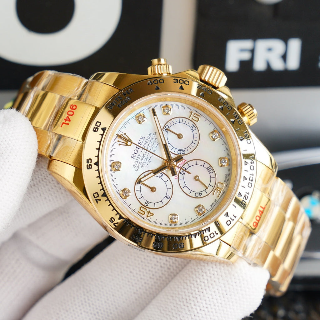 CLASSIC 40MM GOLD-TONE CASE DIAMOND NUMERAL WATCH