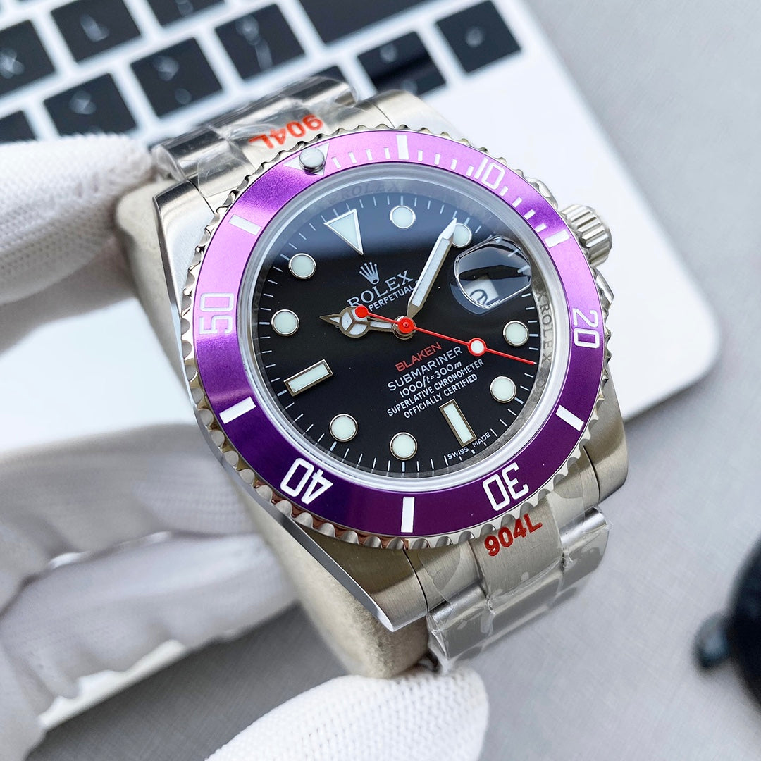 CLASSIC 40MM CUSTOM PURPLE BEZEL BLACK DIAL