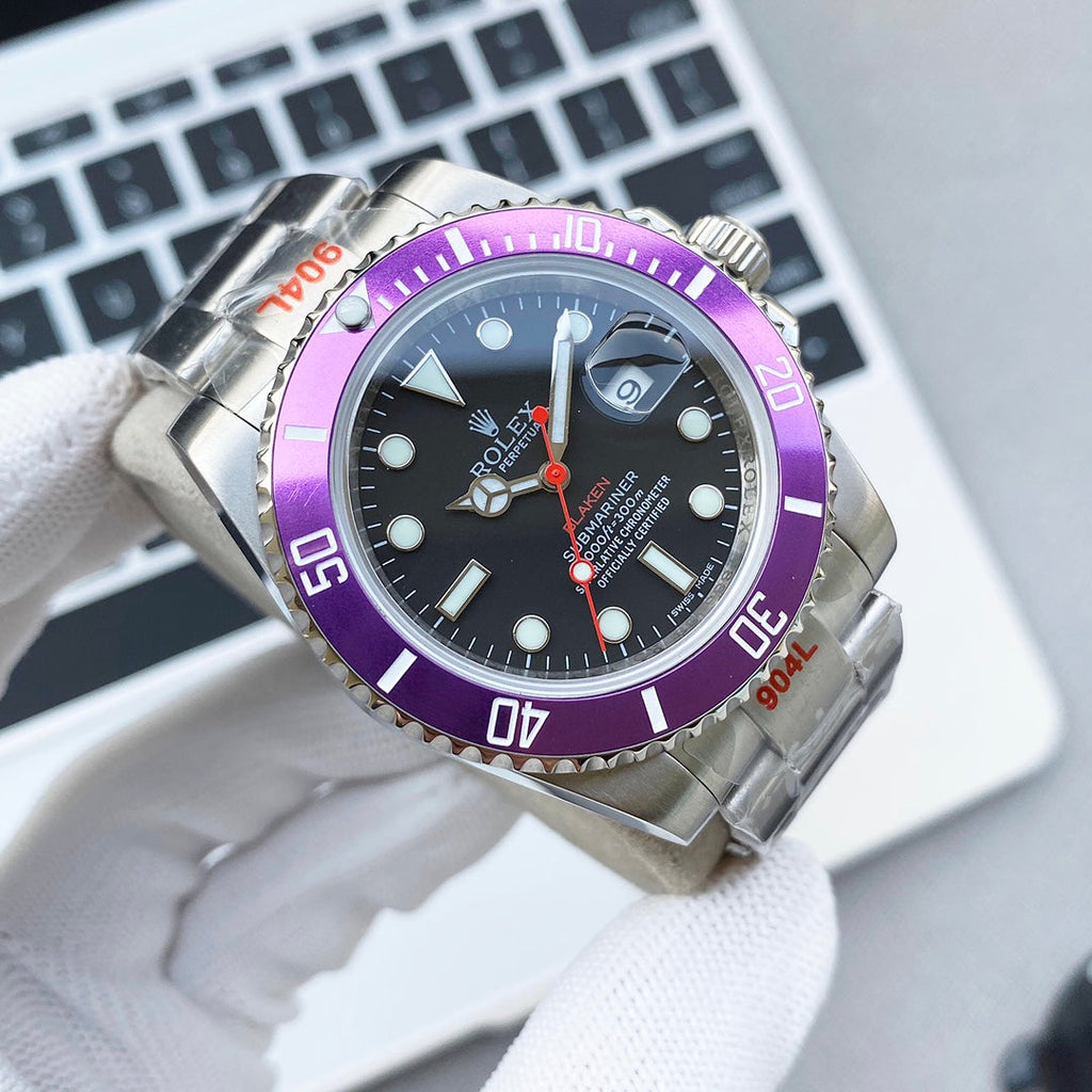 CLASSIC 40MM CUSTOM PURPLE BEZEL BLACK DIAL
