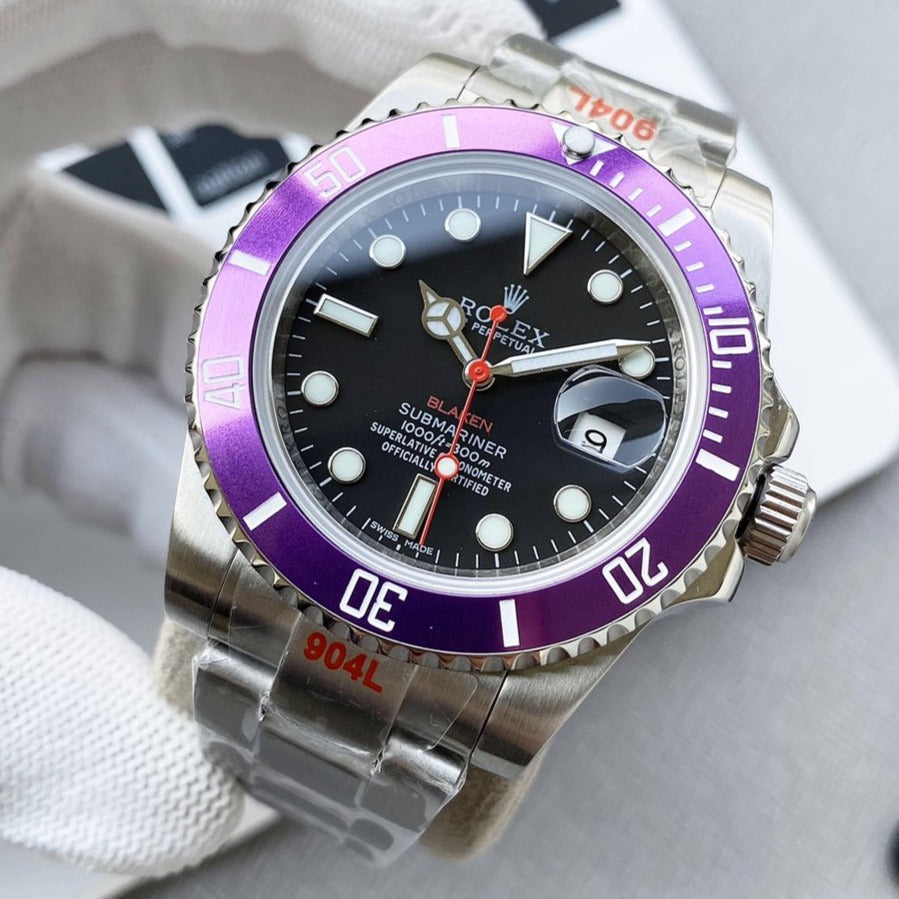 CLASSIC 40MM CUSTOM PURPLE BEZEL BLACK DIAL