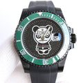 CLASSIC 40MM CUSTOM GREEN BEZEL BLACK BEAR DIAL DIVE WATCH