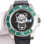 CLASSIC 40MM CUSTOM GREEN BEZEL BLACK BEAR DIAL DIVE WATCH