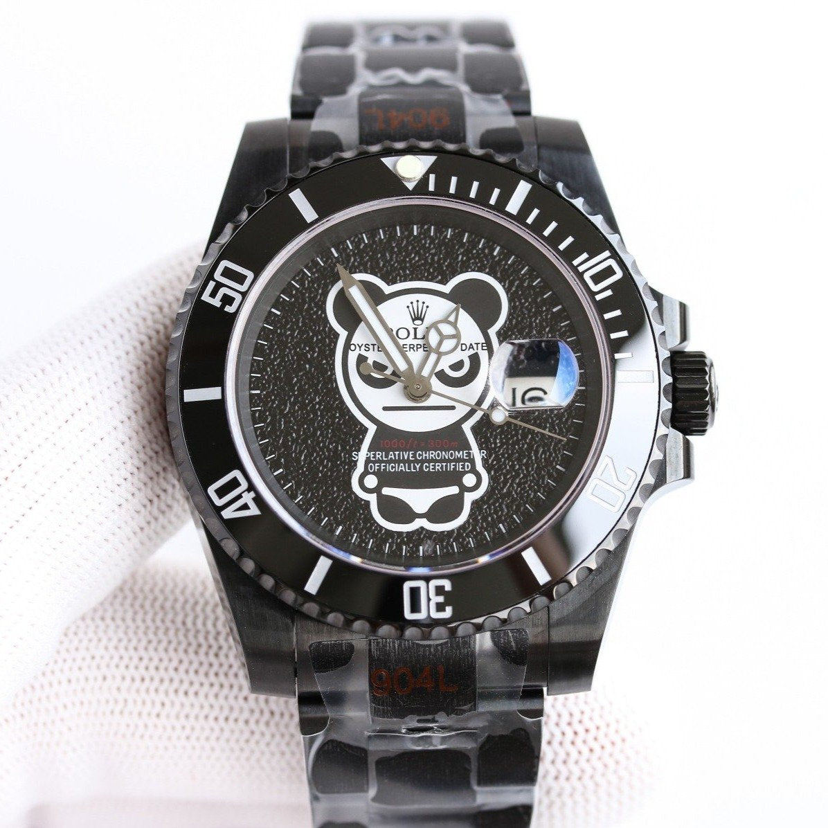 CLASSIC 40MM CUSTOM GREEN BEZEL BLACK BEAR DIAL DIVE WATCH