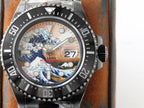 CLASSIC 44MM BLACK CUSTOM WAVE-PATTERN DIAL DIVE WATCH