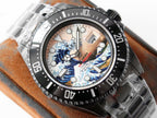 CLASSIC 44MM BLACK CUSTOM WAVE-PATTERN DIAL DIVE WATCH