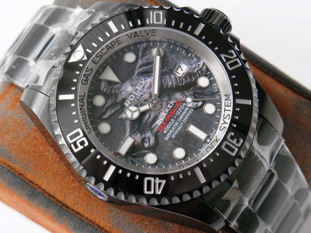 CLASSIC 44MM BLACK CUSTOM BUFFALO DIAL DIVE WATCH