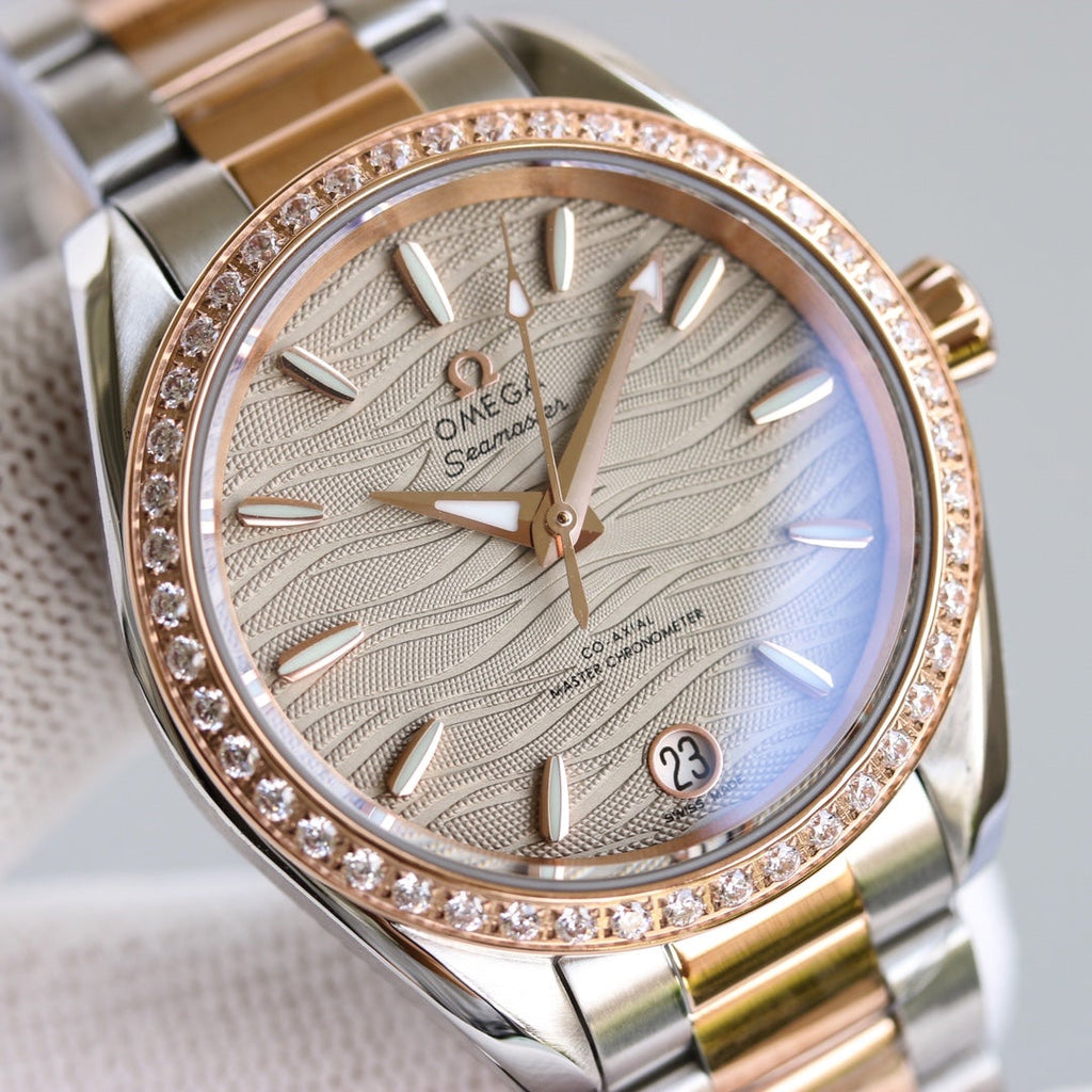 VARELLO CLASSIC  34MM ROSE GOLD STEEL DIAMOND BEZEL