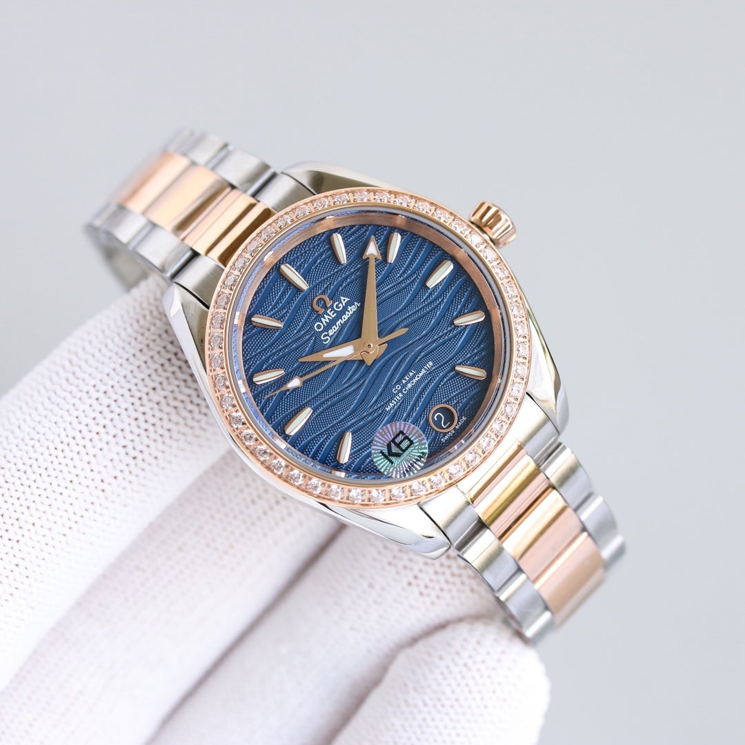 VARELLO CLASSIC  34MM ROSE GOLD STEEL DIAMOND BEZEL