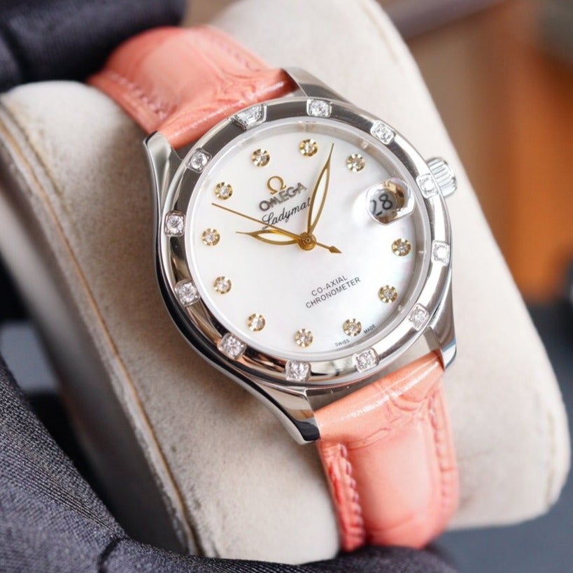 VARELLO CLASSIC  LADYMATIC 31MM MOP DIAL PINK LEATHER
