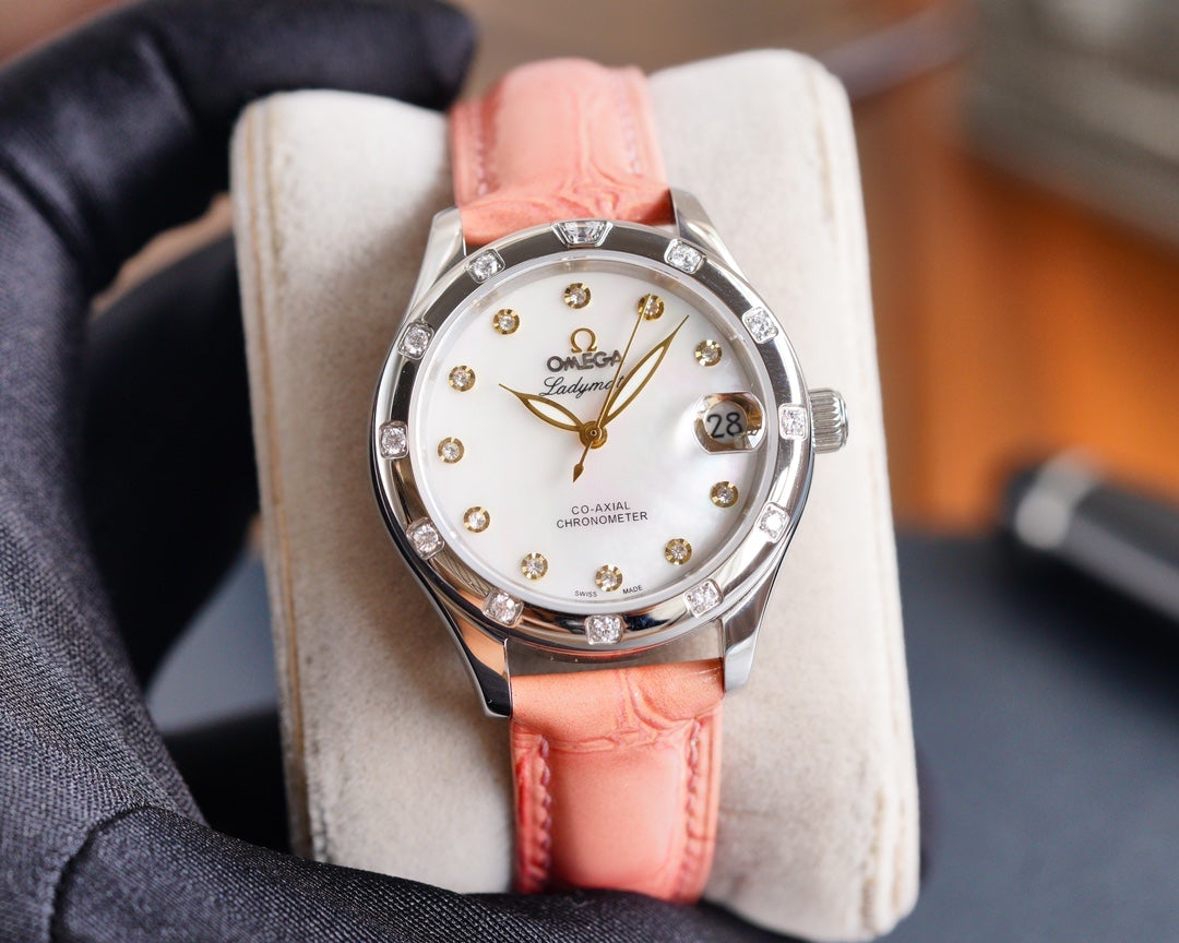 VARELLO CLASSIC  LADYMATIC 31MM MOP DIAL PINK LEATHER