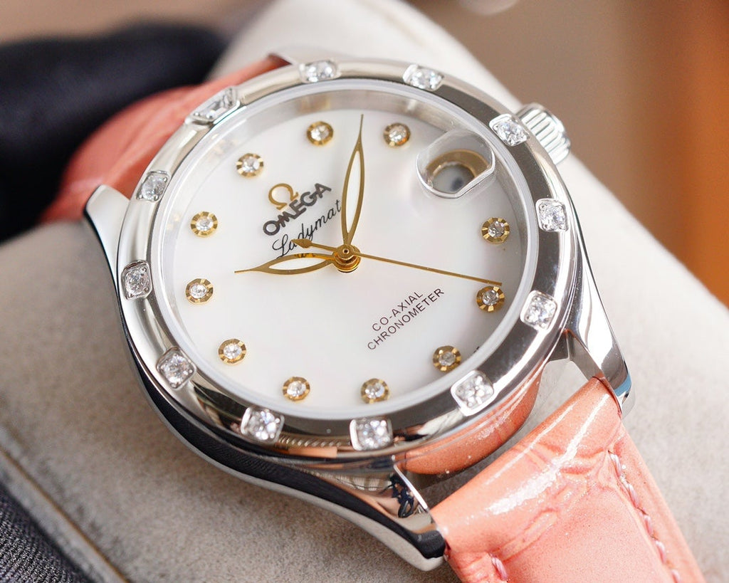 VARELLO CLASSIC  LADYMATIC 31MM MOP DIAL PINK LEATHER