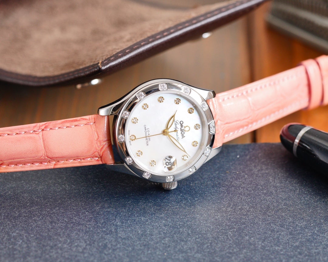 VARELLO CLASSIC  LADYMATIC 31MM MOP DIAL PINK LEATHER