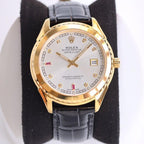 CLASSIC 40MM SMOOTH BEZEL GOLD-TONE CASE BLACK LEATHER STRAP WATCH