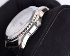 CLASSIC 40MM SMOOTH BEZEL STEEL CASE BLACK LEATHER STRAP WATCH