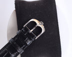 CLASSIC 40MM SMOOTH BEZEL STEEL CASE BLACK LEATHER STRAP WATCH