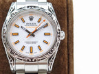 CLASSIC 40MM HAND-ENGRAVED CASE WHITE DIAL WATCH