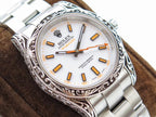 CLASSIC 40MM HAND-ENGRAVED CASE WHITE DIAL WATCH