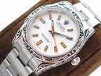 CLASSIC 40MM HAND-ENGRAVED CASE WHITE DIAL WATCH