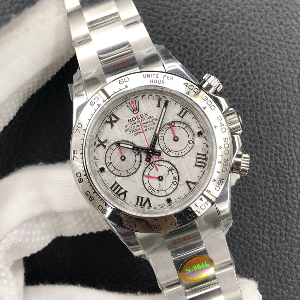 CLASSIC 40MM METEORITE DIAL ROMAN NUMERAL CHRONOGRAPH WATCH