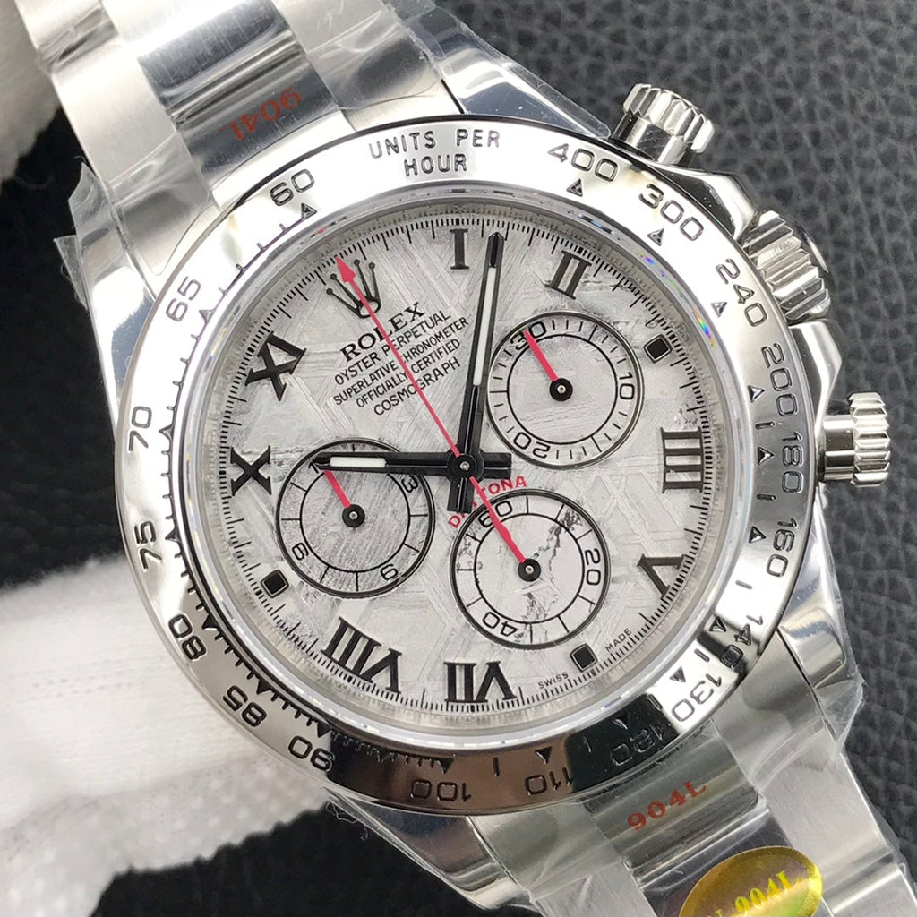 CLASSIC 40MM METEORITE DIAL ROMAN NUMERAL CHRONOGRAPH WATCH