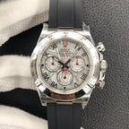 CLASSIC 40MM METEORITE DIAL ROMAN NUMERAL RUBBER STRAP CHRONOGRAPH WATCH