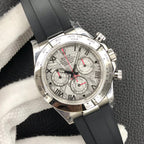 CLASSIC 40MM METEORITE DIAL ROMAN NUMERAL RUBBER STRAP CHRONOGRAPH WATCH
