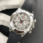 CLASSIC 40MM METEORITE DIAL ROMAN NUMERAL RUBBER STRAP CHRONOGRAPH WATCH
