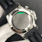 CLASSIC 40MM METEORITE DIAL ROMAN NUMERAL RUBBER STRAP CHRONOGRAPH WATCH