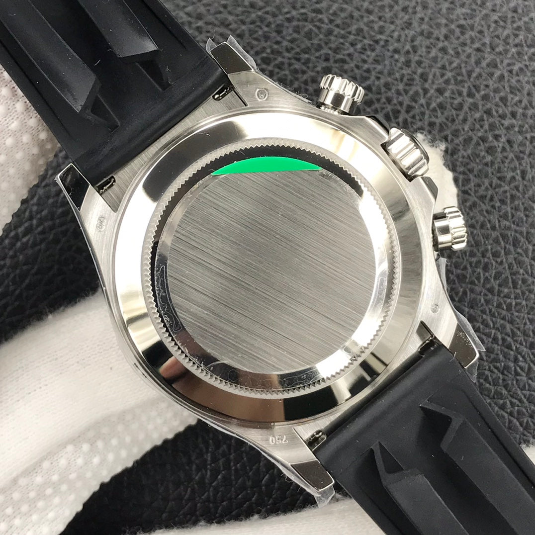 CLASSIC 40MM METEORITE DIAL ROMAN NUMERAL RUBBER STRAP CHRONOGRAPH WATCH
