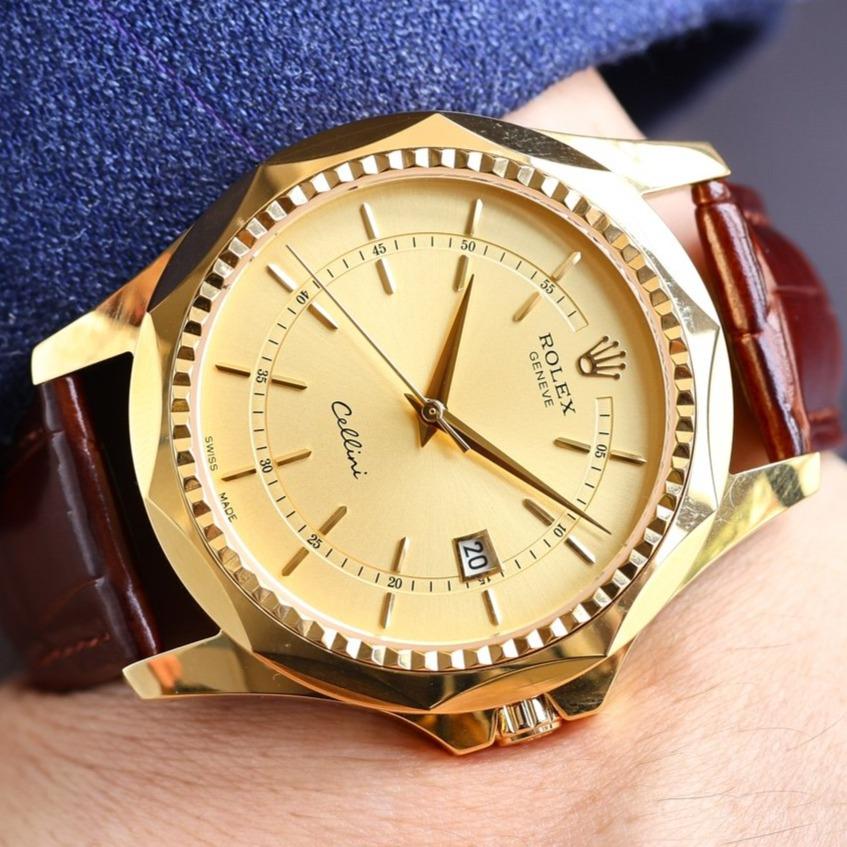 CLASSIC 42MM DATE GOLD-TONE CASE WATCH