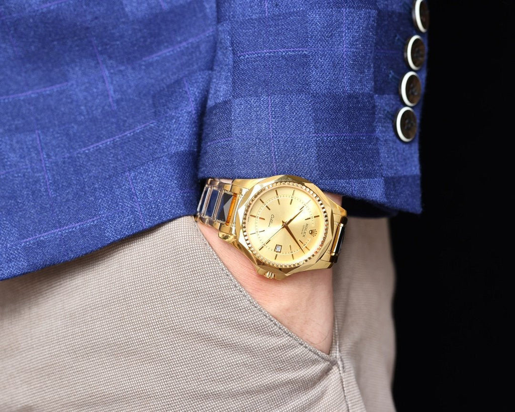 CLASSIC 42MM DATE GOLD-TONE CASE WATCH