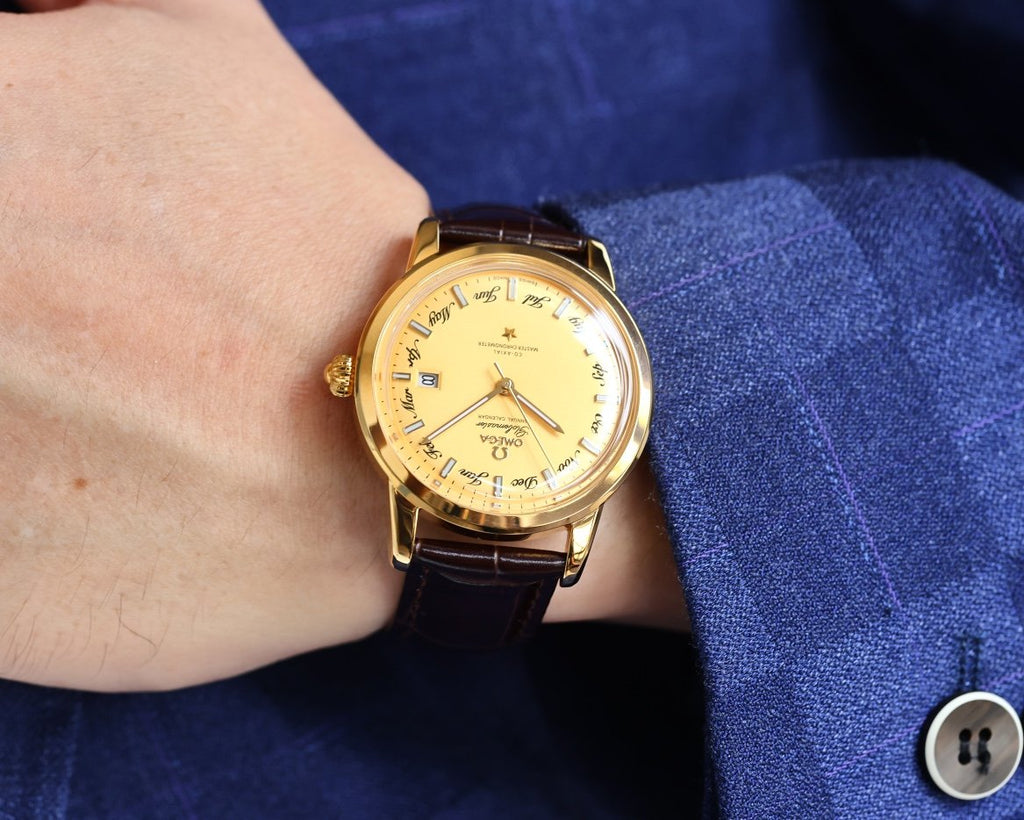 VARELLO CLASSIC 40MM GOLD-TONE CASE ANNUAL CALENDAR WATCH