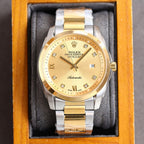 CLASSIC 41MM SMOOTH BEZEL GOLD-TONE CASE DIAMOND NUMERAL WATCH