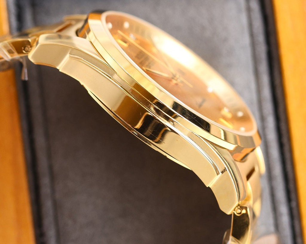 CLASSIC 41MM SMOOTH BEZEL GOLD-TONE CASE DIAMOND NUMERAL WATCH