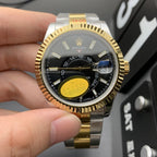 CLASSIC TWO-TONE GOLD-TONE & STEEL BLACK DIAL WATCH