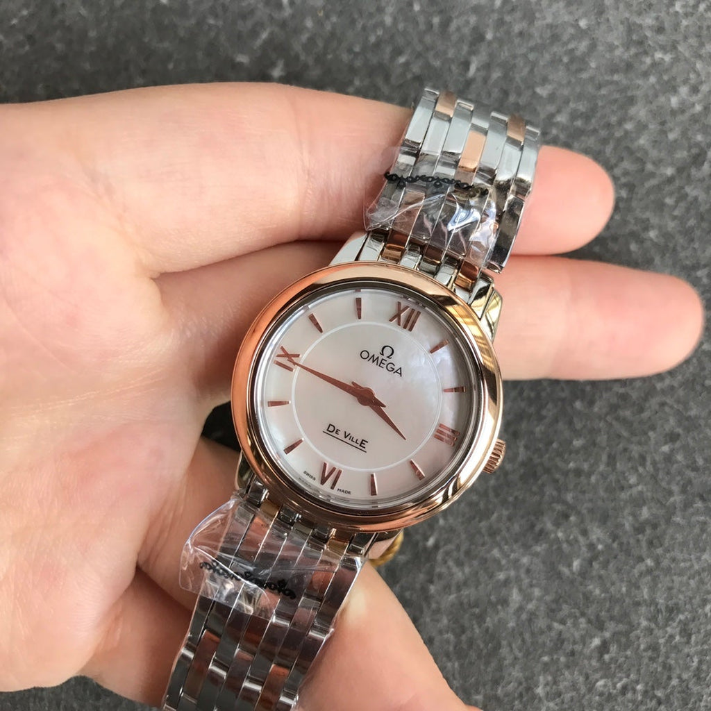 VARELLO CLASSIC PRESTIGE 27MM QUARTZ ROSE GOLD STEEL MOP DIAL