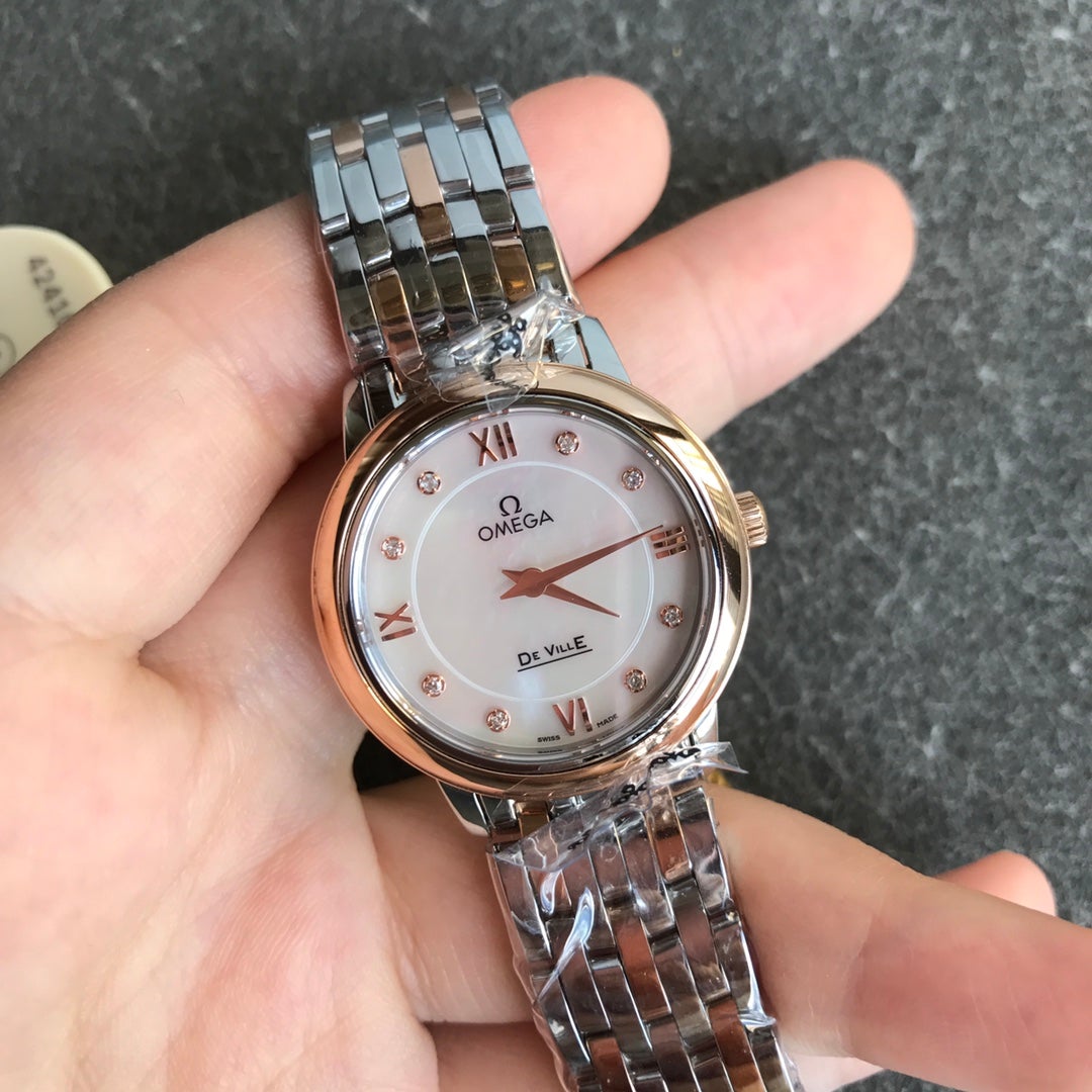VARELLO CLASSIC PRESTIGE 27MM QUARTZ ROSE GOLD STEEL DIAMOND NUMERALS